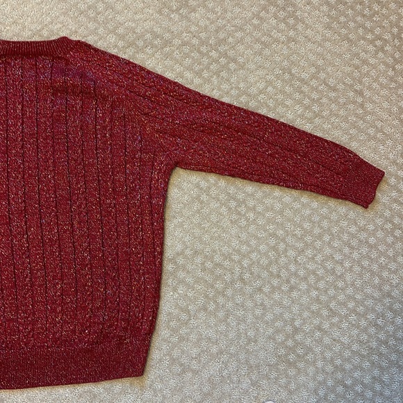 Athleta Sparkly Metallic Thread Red Crewneck Sweater size Medium - Picture 6 of 10